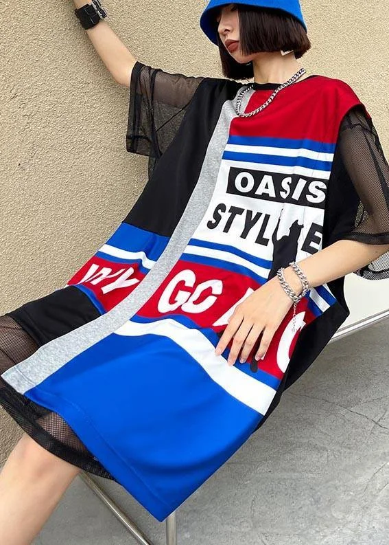 Sleeveless Letter T-shirt Vest Skirt + Short Sleeve Net Gauze Shirt Two Piece Drees