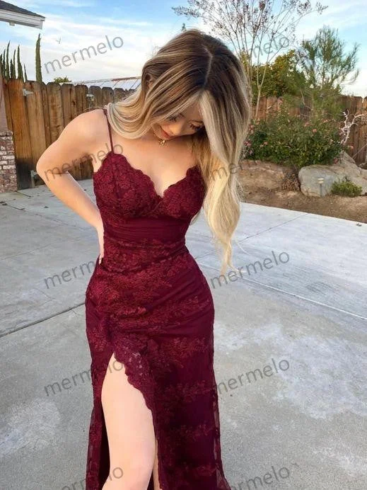 Burgundy long prom dresses, evening dresses,party dresses, formal dress