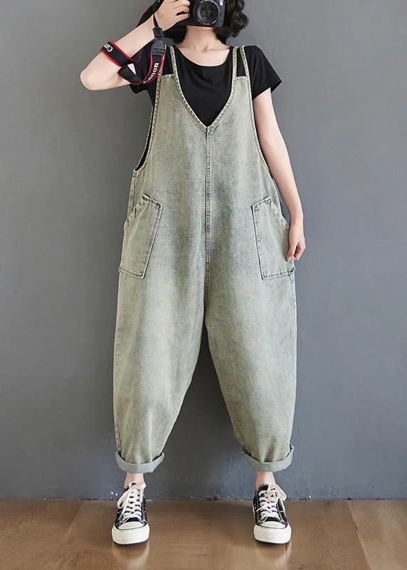 Organic Denim Light Blue Casual Pants Plus Size Spring Jumpsuit Pants