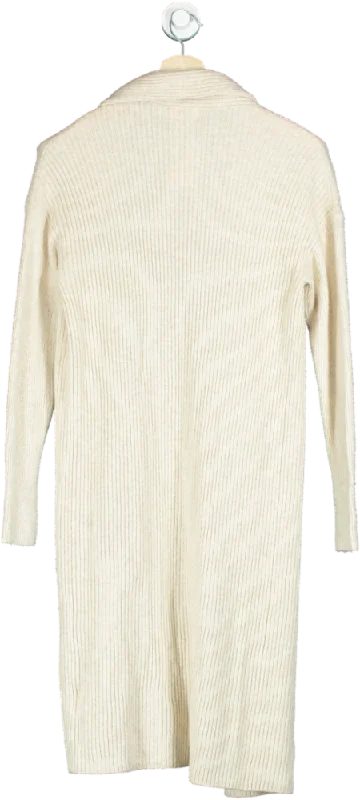 Open Edit Cream Ribbed Open Front Cardigan UK XXS