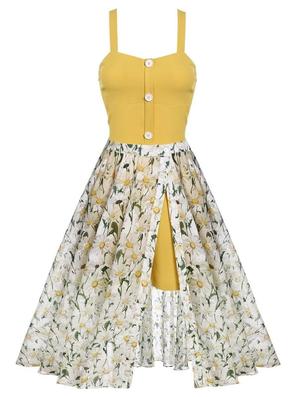 Yellow 1950s Romper & White Floral Skirt