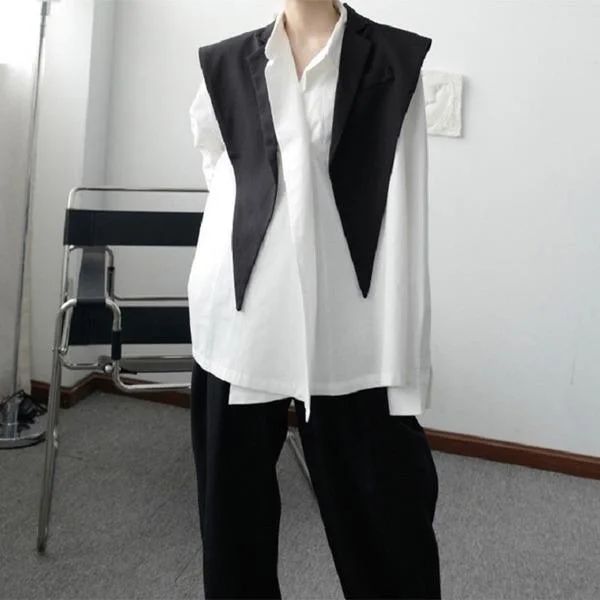 Patchwork Solid Vest Women 2021  Casual Fashion Style Temperament All Match T Women Clothes