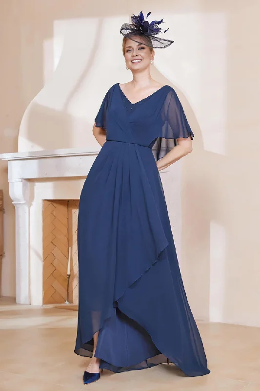 Fall November December Wedding Guest Dress Lace Illusion Neck Chiffon Dress With Slit Mother of the Groom / Bride Dresses