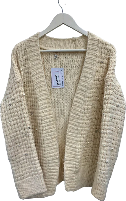 River Island Cream Sequin Knit Cardigan UK XS