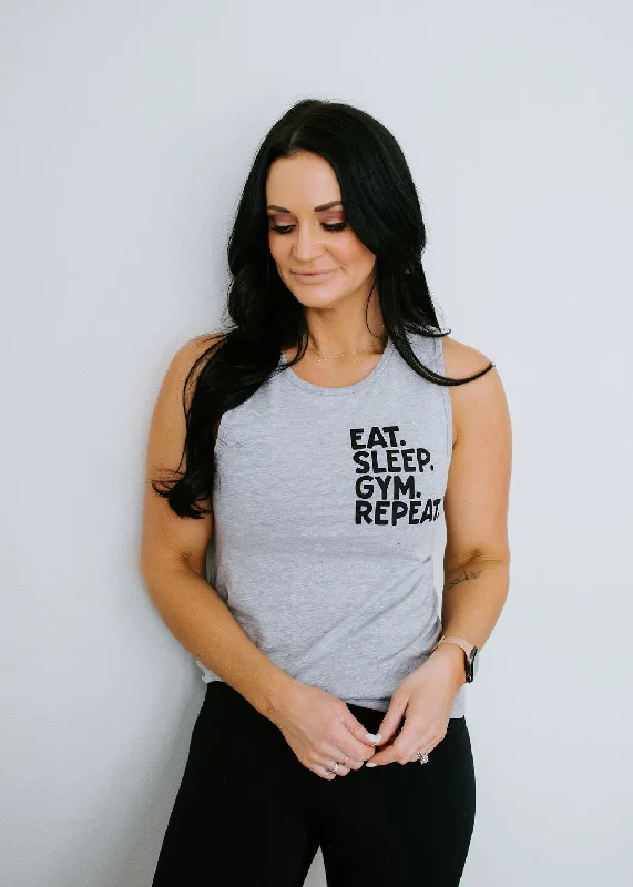 Eat Sleep Gym Repeat Graphic Tank