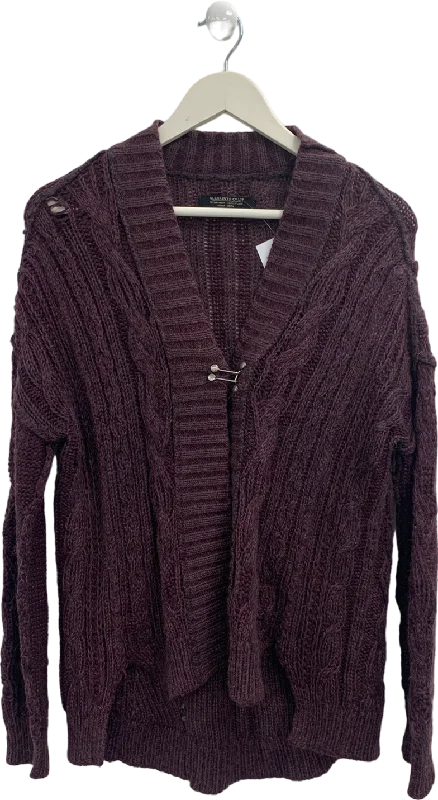 All Saints Purple Burgundy Knitted Cardigan UK 8