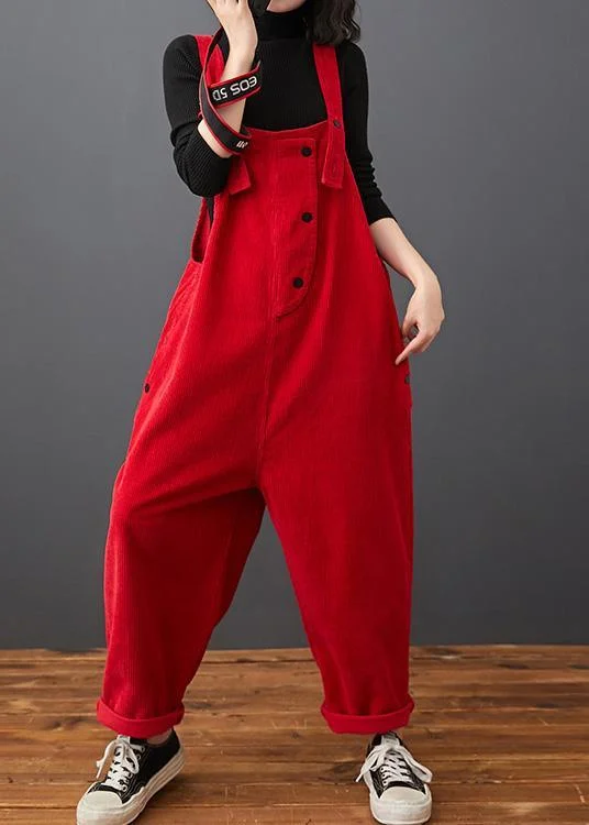 Loose Red Pants Stylish Spring Jumpsuit Pants Work Outfits Women Trousers