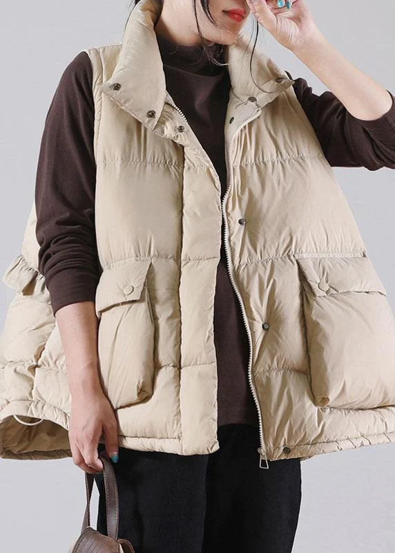 Organic Khaki zippered Duck Down Down Sleeveless down vest