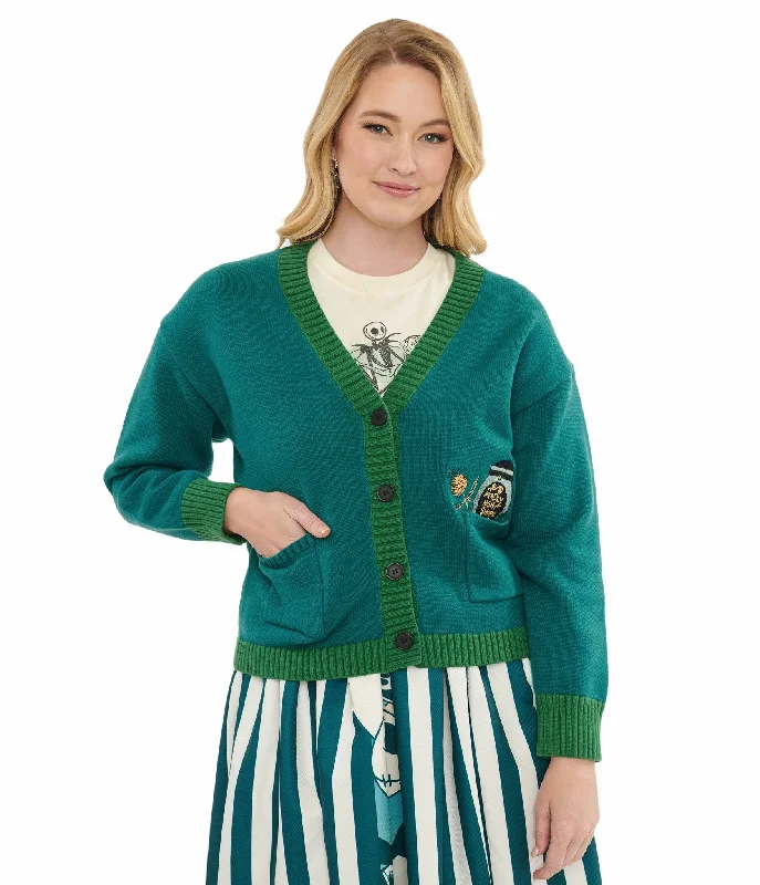 Time Burton's The Nightmare Before Christmas by Unique Vintage Teal Deadly Night Shade Cardigan