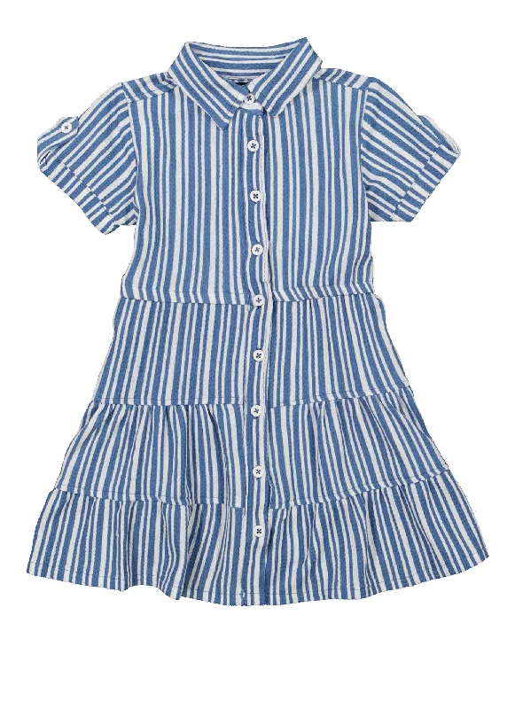 Little Girls Striped Shirt Skater Dress