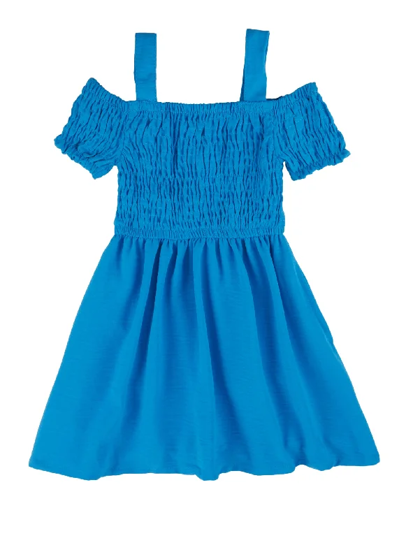 Toddler Girls Airy Smocked Cold Shoulder