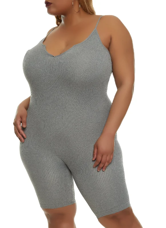 Plus Size Notch Neck Cami Romper