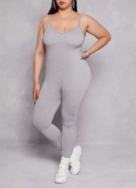 Plus Size V Neck Cami Catsuit