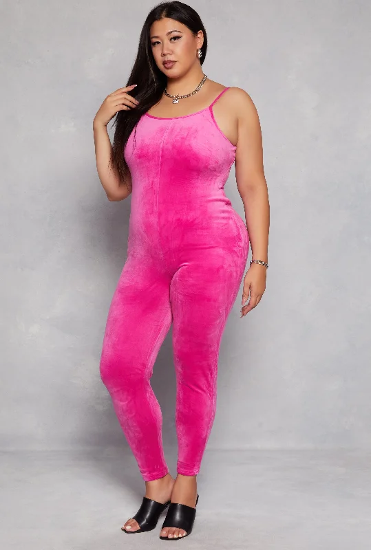 Plus Size Velour Cami Catsuit