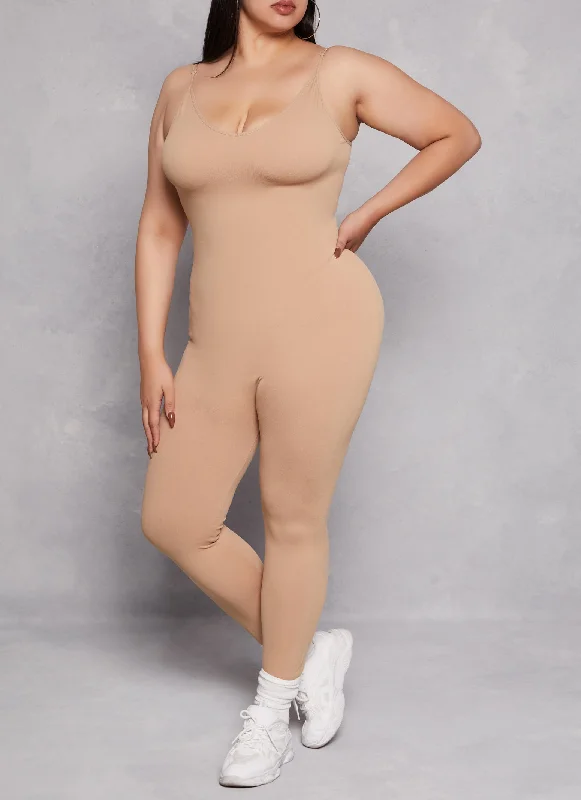 Plus Size V Neck Cami Catsuit