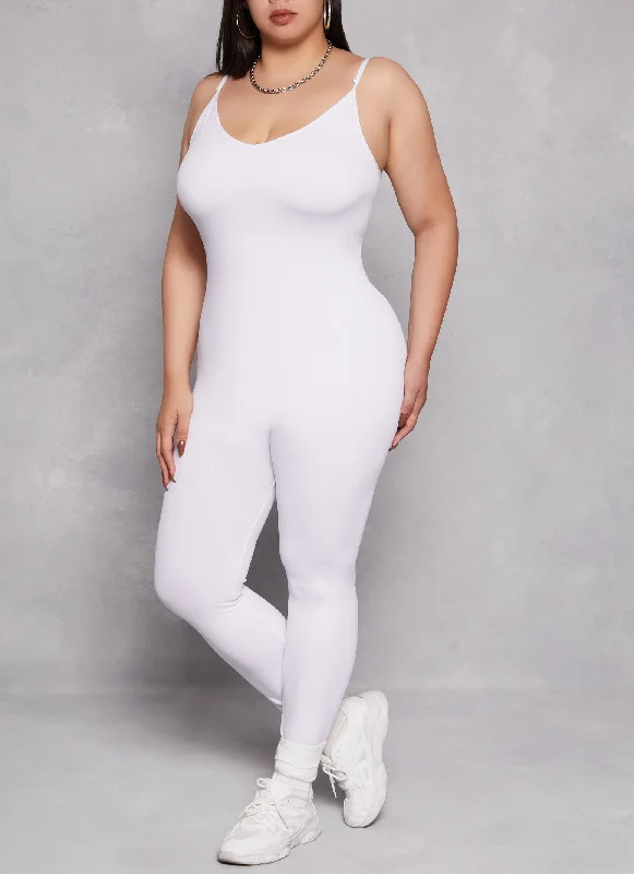 Plus Size V Neck Cami Catsuit