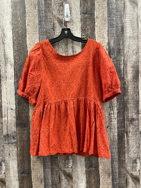 Top Short Sleeve By Cme In Orange, Size: M