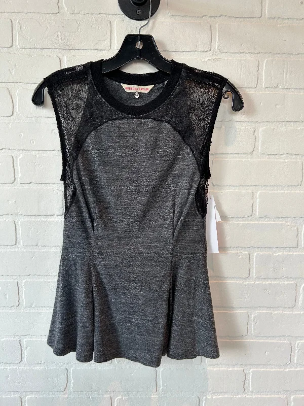 Top Short Sleeve By Rebecca Taylor In Black & Grey, Size: Xs