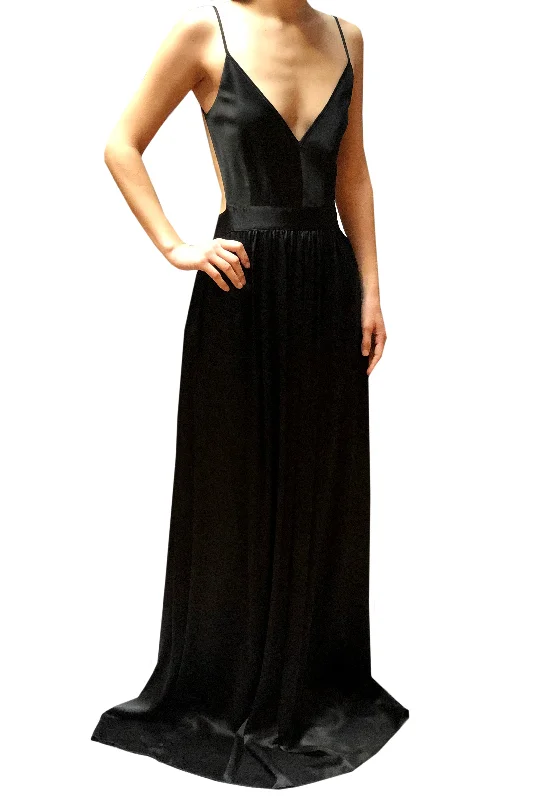 Contrarian Silk Evening Dress - Black