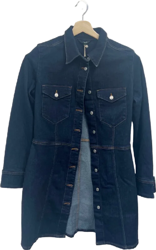 Next Dark Blue Denim Shirt Dress UK 12