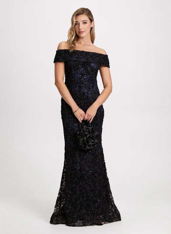 Shimmering Lace Evening Dress