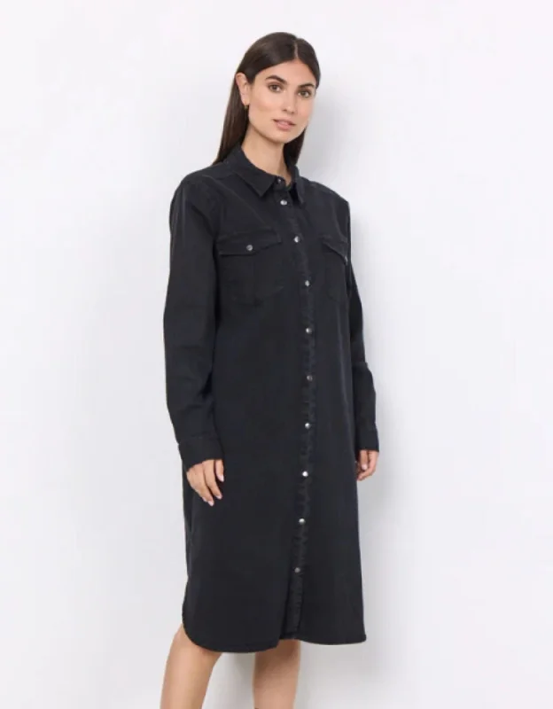 Soya Concept Kiss 2 Denim Shirt Dress BLACK DENIM