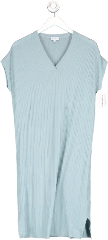 Sunspel Blue Ribbed T Shirt Dress UK S