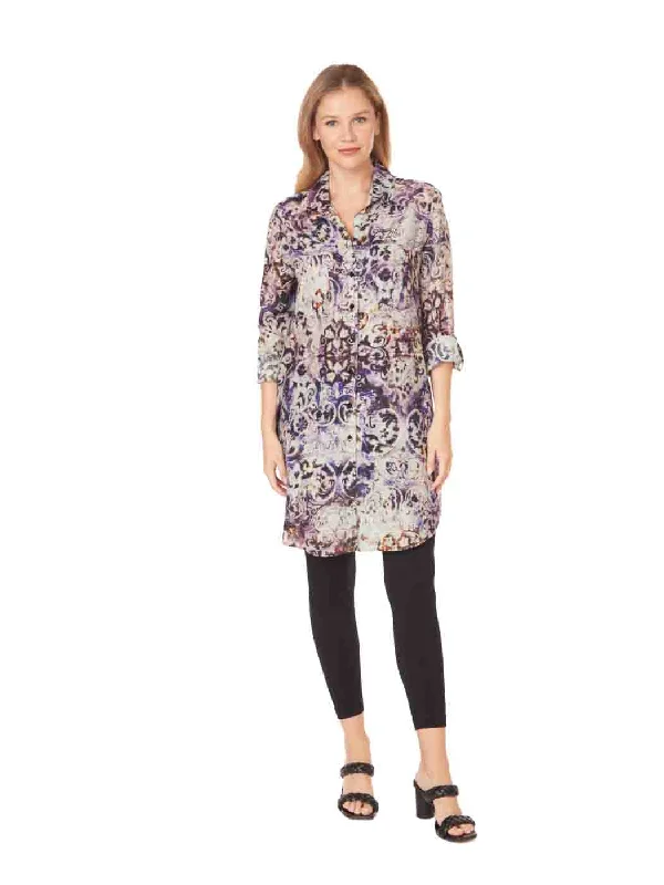 Tianello Print "Bhakti"  Linen "Savoir" Shirt Dress - S