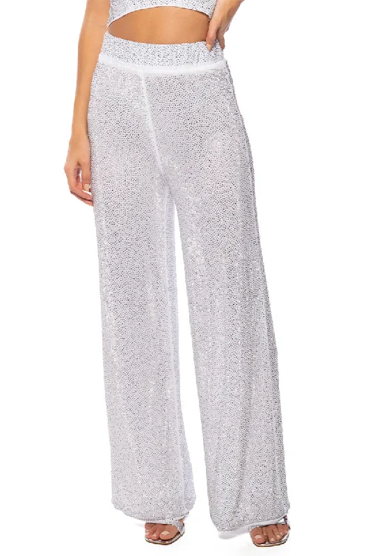 GLITZY RHINESTONE MESH PALAZZO PANT