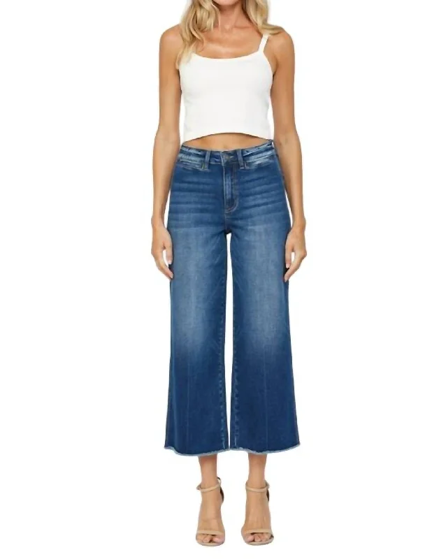 High Rise Cropped Wide Leg Jeans In Kiona