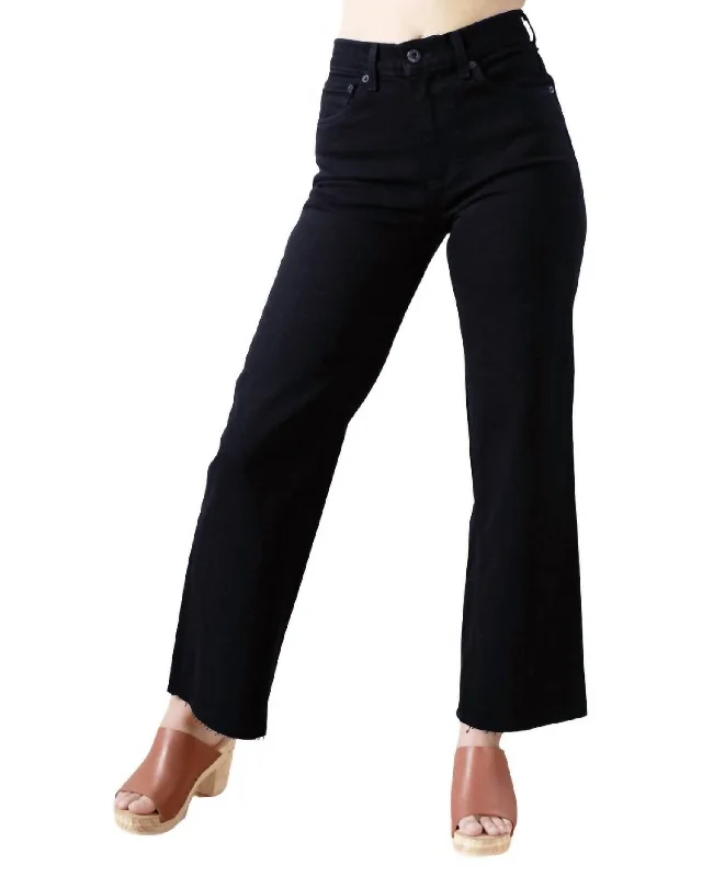 Slim Crop Wide Leg Jeans In Black Resin