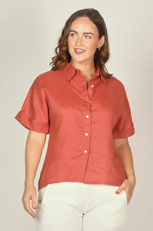 Carmen Linen Shirt in Desert Rose