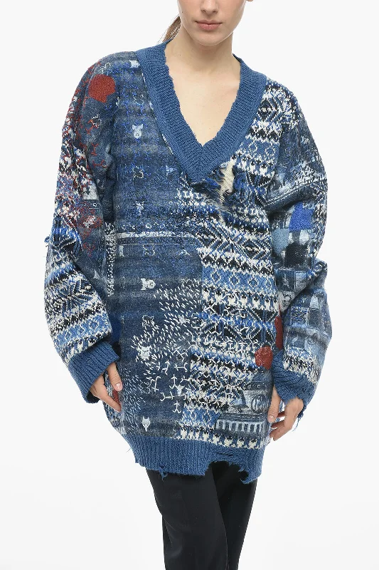 Maison Margiela MM0 V Neck Wool Blend Pullover