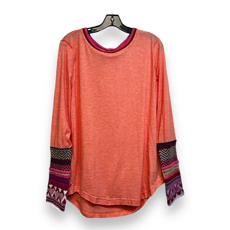 Top Long Sleeve By Bibi In Coral, Size: Xl