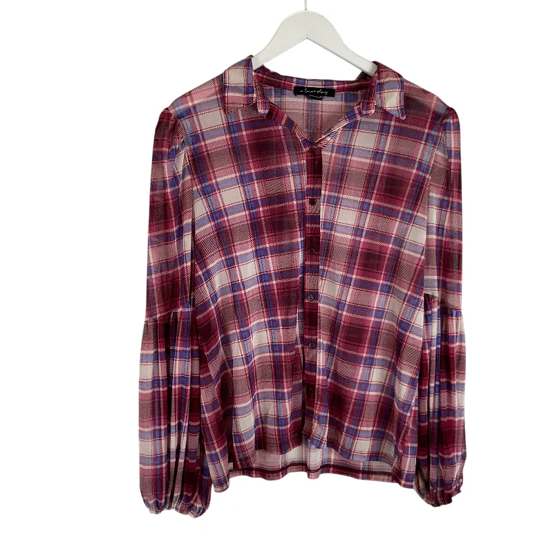 Top Long Sleeve By Clothes Mentor In Plaid Pattern, Size: Xl