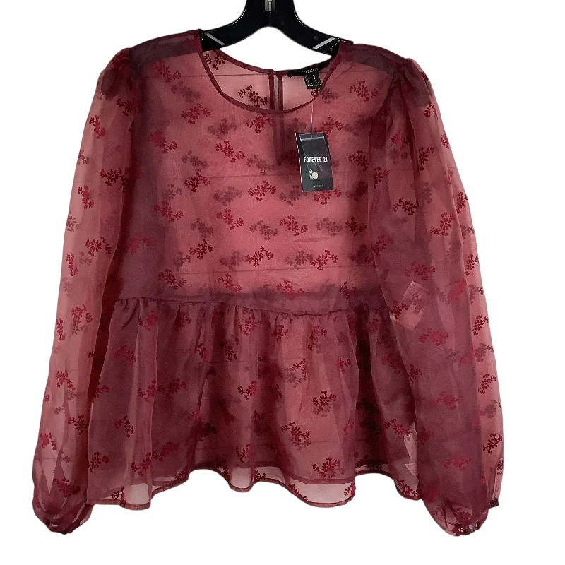 Top Long Sleeve By Forever 21 In Maroon, Size: L