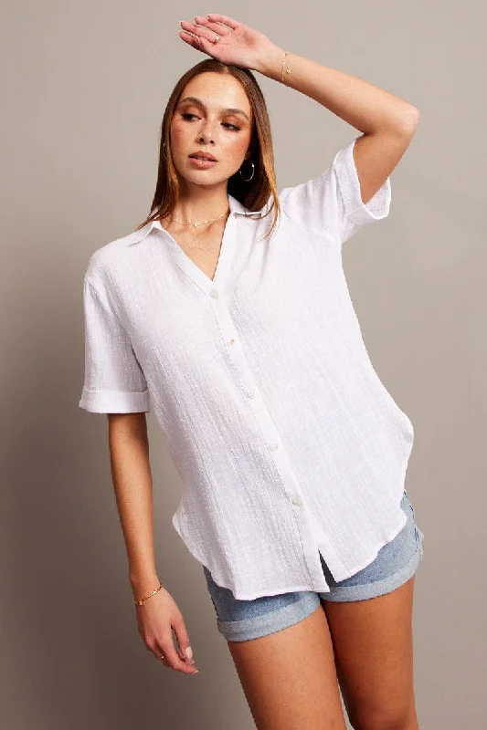 White Relaxed Shirt Short Sleeve