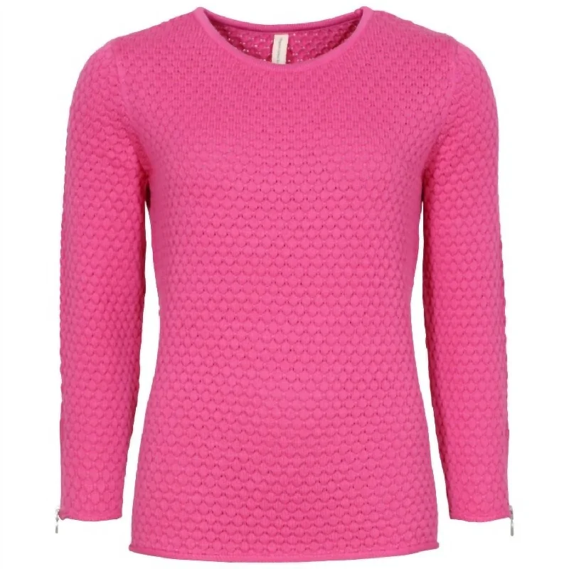 Women's 3/4 Sleeves Jumper In Hot Pink