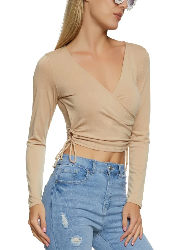 Keyhole Side Faux Wrap Crop Top