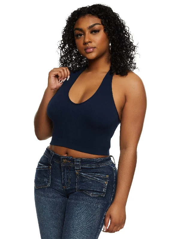 Seamless Halter Neck Crop Top