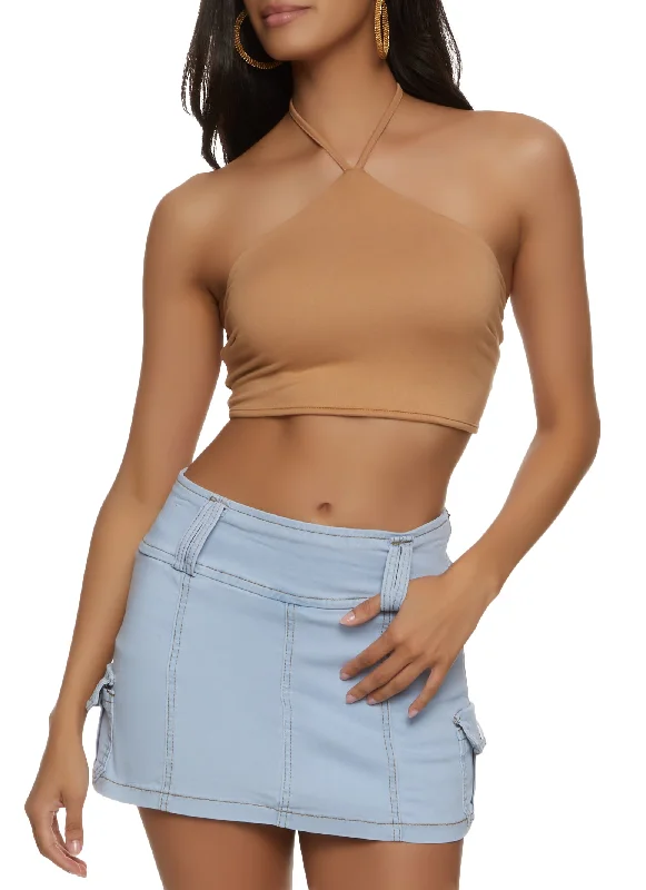 Iris Tie Back Halter Neck Crop Top