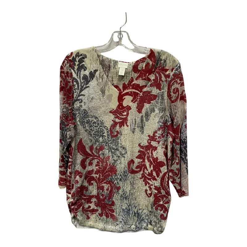 Top 3/4 Sleeve By Chicos In Red, Size:M