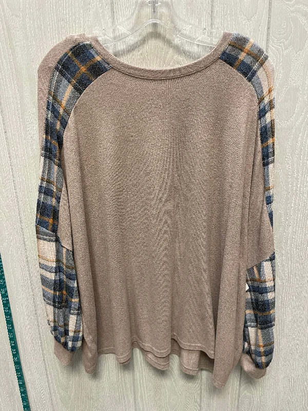 Top 3/4 Sleeve By Maurices In Blue & Tan, Size: 1x