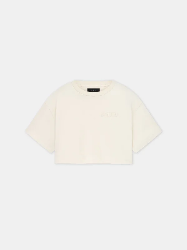 WOMEN - WOMEN'S AMIRI EMBROIDERED CROPPED TEE - Alabaster