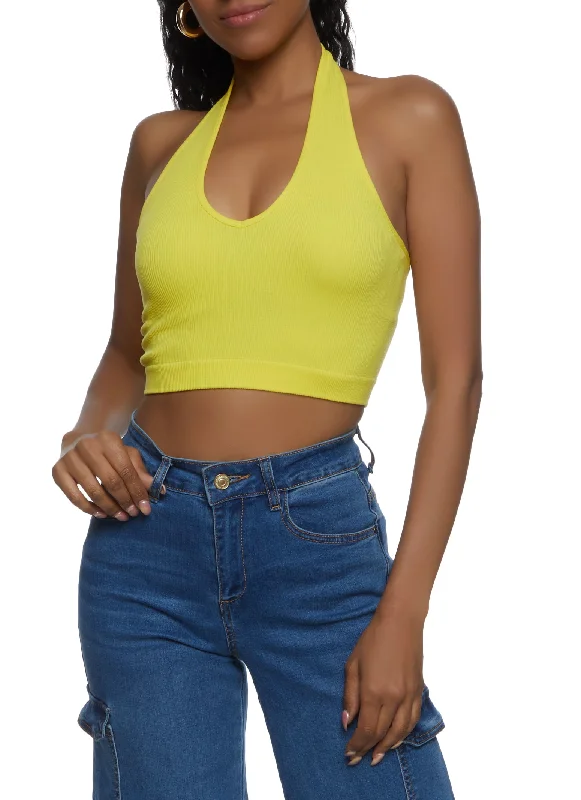 Seamless Halter Neck Crop Top